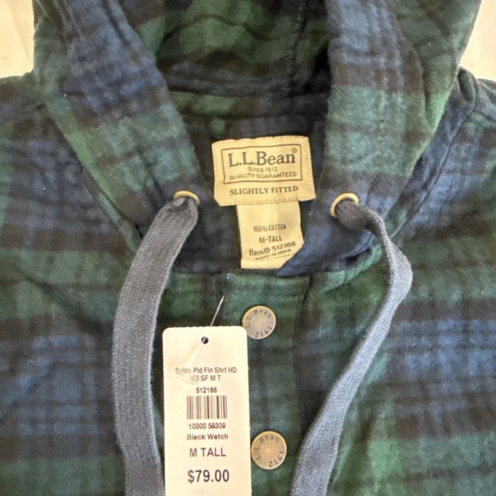 L.L. Bean Scotch Plaid Traditional Fit Flannel  Unisex M Blue/Green Pullover